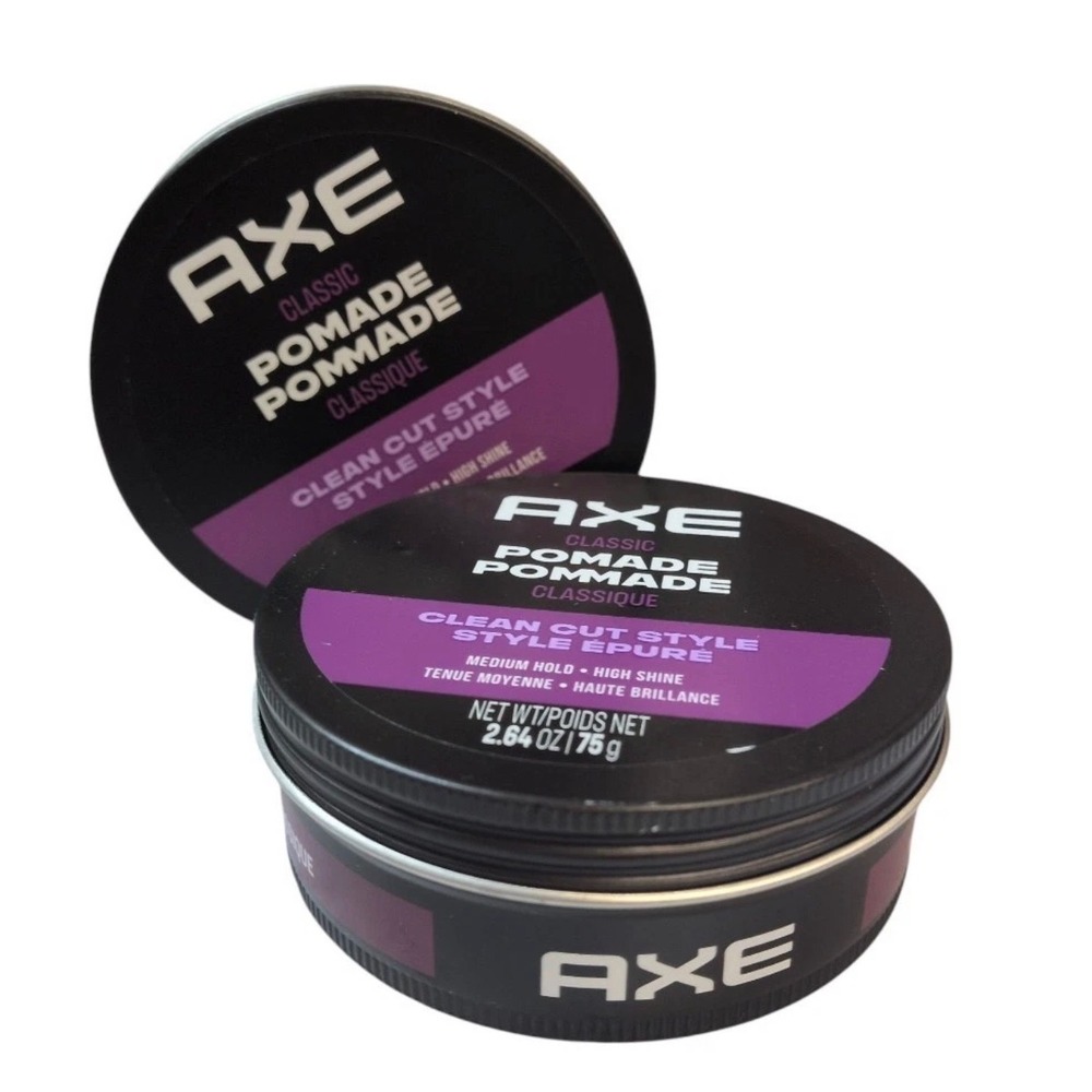 Axe Classic Pomade Clean Cut Style Medium Hold High Shine 2.64 oz 2 Pack
